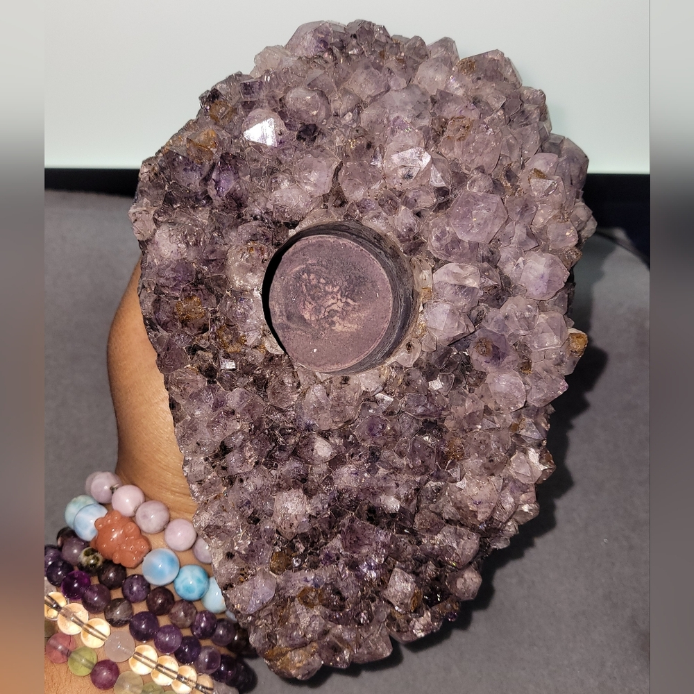 3.4lbs Amethyst Slab - Home Decor - Crystal Sphere Stand